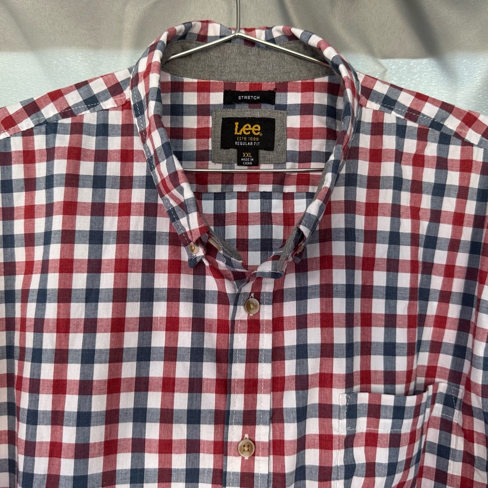 Lee Men's Red and Blue Checkered Shirt